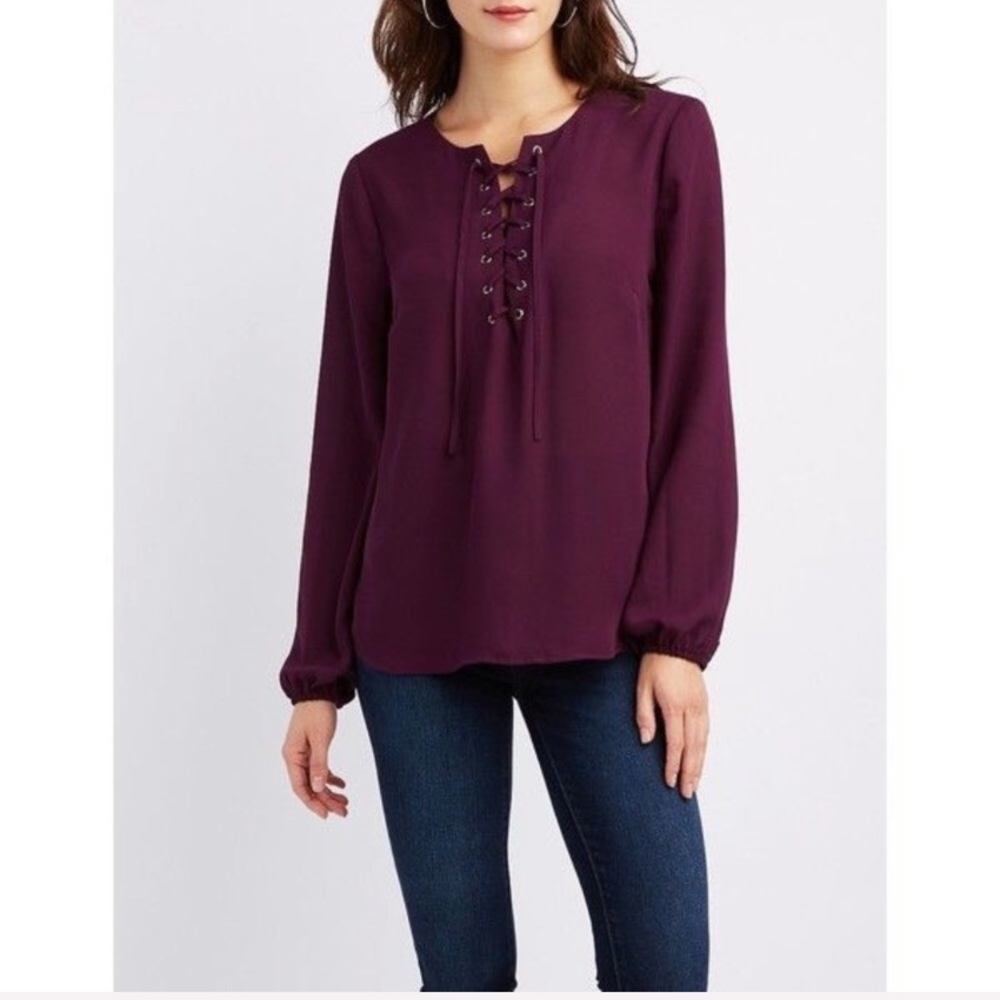 Charlotte Russe Lace Up Blouse